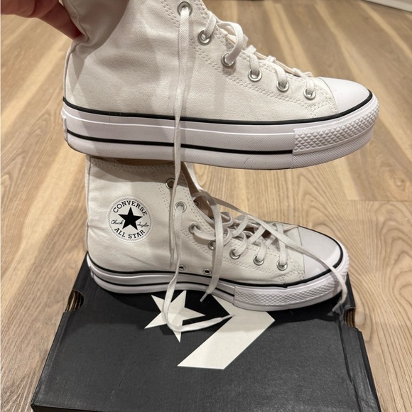 Converse Platform White High-Tops with Black Accents - Picture 2 of 3